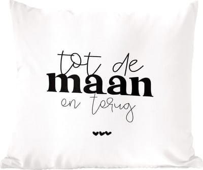 Sierkussens - Kussentjes Woonkamer - 60x60 cm - Spreuken - Tot de maan en terug - Quotes