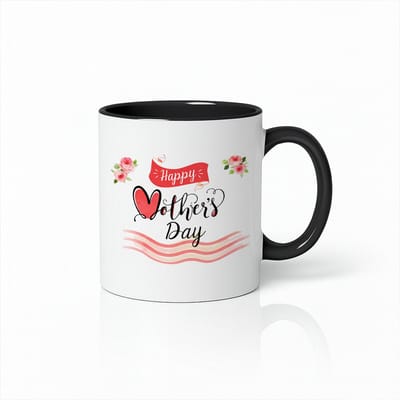 Happy Mother's Day Koffiemok - 330ml Zwart-Wit Keramische Mok - Uniek Moederdag Cadeau voor Mama