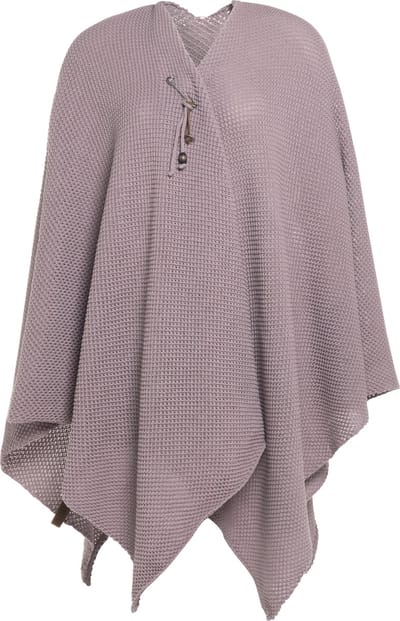 Knit Factory Jazz Gebreid Omslagvest - Dames Poncho - Wikkelvest - Gebreide roze poncho - Gebreide mantel - Winter poncho - Dames cape - One Size - Mauve