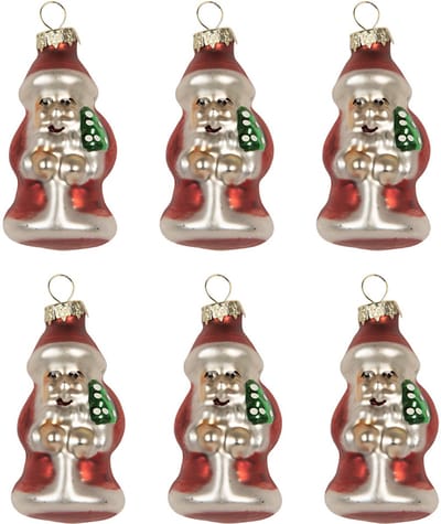 Clayre & Eef Kersthanger Set van 6 Kerstman Ø 3x35 cm Rood Glas