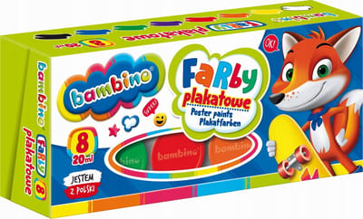 Bambino Plakkaatverf Set - 8 Kleuren, 20ml per potje