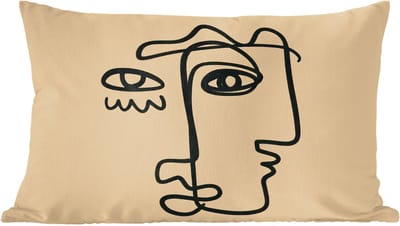 Sierkussens - Kussentjes Woonkamer - 60x40 cm - Overlappende profielen - Lichtbruin - Zwart
