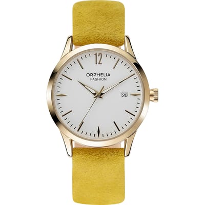 Orphelia Suede OF711821 Horloge - Leer - Geel - Ø 36 mm