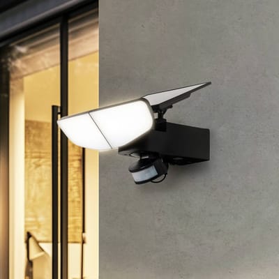 Lindby - solar buitenlamp- met dimmer - 2lichts - Kunststof - H: 20.8 cm - zwart, opaal - Inclusief lichtbronnen