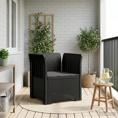 vidaXL - Eén-zits - Fauteuil - met - Kussen - Rieten - Look - PP - Antraciet