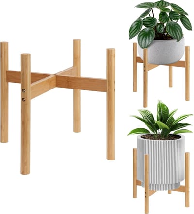 houten kamerplantenstandaard geïnspireerd op de mid-eeuwse stijl - voor thuis, kantoor, tuin, terras, gazon, binnenplaats, restaurant, café