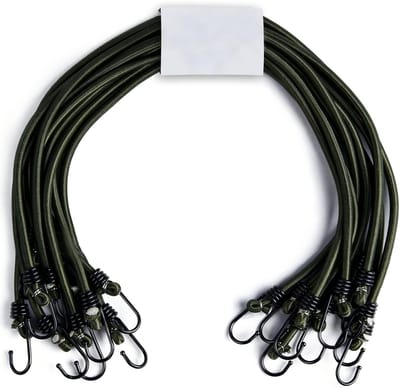 18-inch (45 cm) Spanelastieken – 10-pack – Met spanhaken – Elastische koorden met haken – Zeer elastisch – Veelzijdig inzetbaar – Draagbaar – Ideaal voor bagage, dakdragers & kamperen – Sterk UV-bestendig