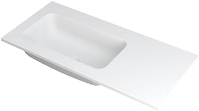 INK Faktor Wastafel Polystone Links Zonder Kraangat - 1000x450x15 mm - Mat Wit