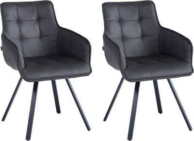 Colenis® - Taha Eetkamerstoel - Set Van 2 - Antraciet - Microfiber Stof - Met armleuning - Draaistoel - 180°