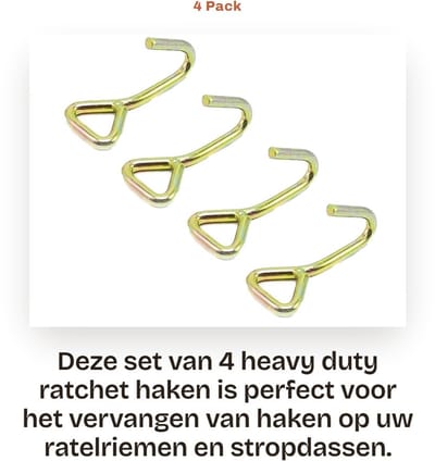 Dailygoods- Ratchet Haak Sterk - Heavy Duty Klauwhaken - Vervanging voor Ratelriemen - Hoge Sterkte Staal - Corrosiebestendig - Dikte 0,6 cm