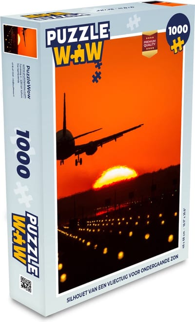 Puzzel Zonsondergang - Vliegtuig - Oranje - Zon - Legpuzzel - Puzzel 1000 stukjes volwassenen