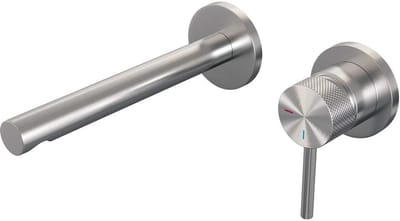 Brauer Brushed Carving Inbouw Wastafelmengkraan met Rechte Uitloop en Rozetten Model A1 RVS Geborsteld PVD