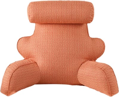 Leeskussen met armleuningen - Bedsteun kussen - Ontspannen lezen - Hoogwaardig linnen - 70x40x30cm - Oranje