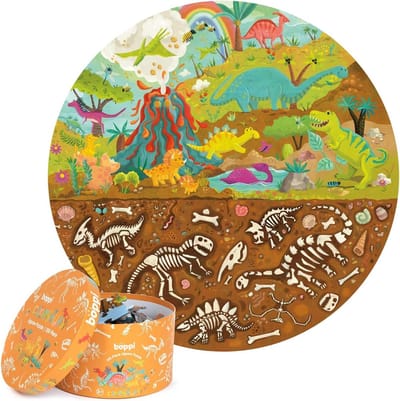 Ronde legpuzzel - Dino puzzel - Educatief spel - Gemaakt van gerecycled karton - 150 stukjes - Dino's