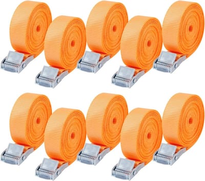 Dailygoods- Sjorbanden 10 Stuks - 25 mm x 4 m - Spanbanden met Klemsluiting - Conform DIN EN 12195-2 - Duurzaam - Geschikt voor Transport