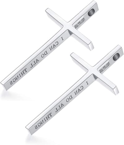 Hybride Ketting Set van 2 Stukken, Zilveren Kruz Ketting met Kruis, Perfect Cadeau voor Kinderen en Volwassenen
