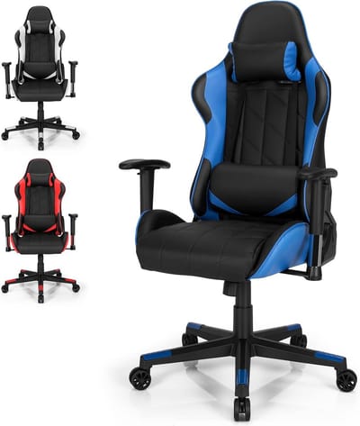 Ergonomische Gamingstoel met Verstelbare Hoogte en Lendensteun - Comfortabele Bureaustoel 150 kg
