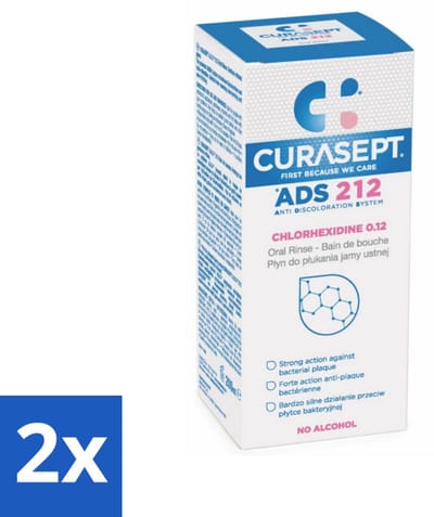 Curasept - Mondspoeling - 0,12% Chloorhexidine - Versterkt Tandvlees & Beschermt Tanden - 200 ml - Voordeelverpakking - 2 stuks