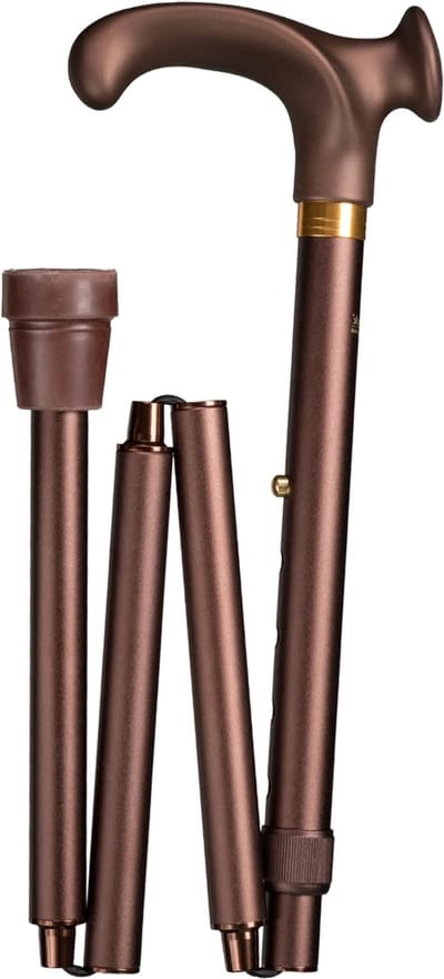 Gastrock Opvouwbare wandelstok - Brons luxe - Relax-grip - Linkshandig - Ergonomisch handvat - Verstelbaar - Lengte 88 - 98 cm - Aluminium - Gewicht 440 gram - Diameter wandelstok 18 mm - Wandelstokken - Inklapbare wandelstok - Wandelstok opvouwbaar