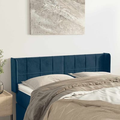 vidaXL - Hoofdbord - met - randen - 147x16x78/88 - cm - fluweel - donkerblauw