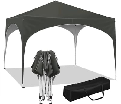 Geargalaxy Partytent - Quick Up Partytent - Waterdichte Feesttent - Opvouwbaar Tuinpaviljoen - Met Draagtas - 3x3m - Grijs