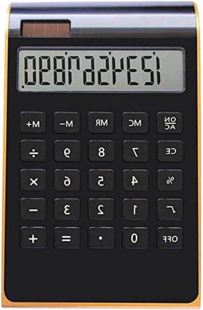 Draagbare Rekenmachine - Zonnecalculator Kantoor - Financieel Werk - Gouden Rand - Compact Formaat - Zwart