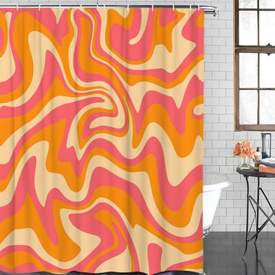 Oranje Driehoek Geometrie Oranje Waterdichte Badkamerdecoratie Douchegordijn met Haak Badgordijnen Badkameraccessoires 120Wx180H CM