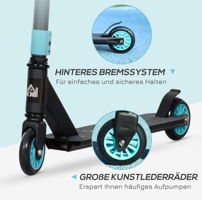 MEUNIQ stuntstep met ABEC 9 lagers en 100 mm wielen, aluminium freestyle step met 360° stuur, 86 cm hoogte, 68 x 47,2 x 86 cm, vanaf 14 jaar, groen