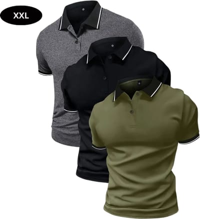Bovista Golf Shirt Heren - T-shirt - Golfkleding - Golfen - Golf Accessoires - Polo Shirt - Zwart & Grijs & Groen - Maat XXL