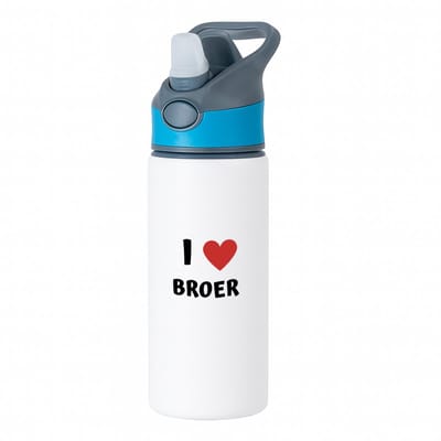 Hacebo® - I love broer waterfles met rietje blauw - Broer - de liefste broer - verjaardag - cadeautje voor broer - broer artikelen - kado - geschenk - water fles - 650ML