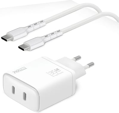 Dual usb C Adapter 35w + usb C Kabel 1m - Snellader met twee usb C poorten - Power Delivery & Super Fast Charger - Oplader geschikt voor MacBook Air / Neo / M1 / M2 / M3