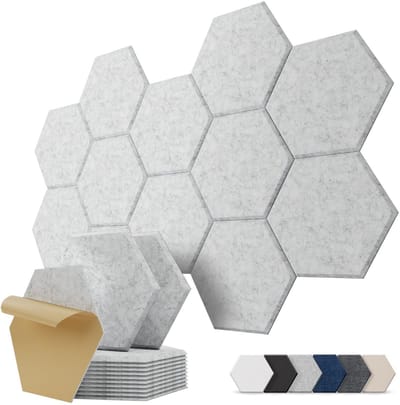 Dailygoods- Akoestische Panelen Hoge Dichtheid - Geluidsisolatie Zelfklevend - Akoestische Wanddecoratie - Geluidsdemper - Hexagonaal Ontwerp - 30 x 26 x 1 cm