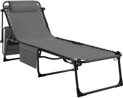 Aiverig® Ligbed Tuin Opvouwbaar – Zonnebed & Ligstoel Oxford – Draagbaar & UV-bestendig – Met Zonwerend Zonnescherm – Verstelbare 5-Standen Rugleuning – Voor Tuin, Strand & Camping