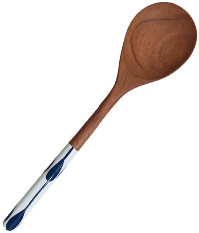 Floz Design houten serveerlepel met beschilderd handvat - saladelepel - fairtrade uit India