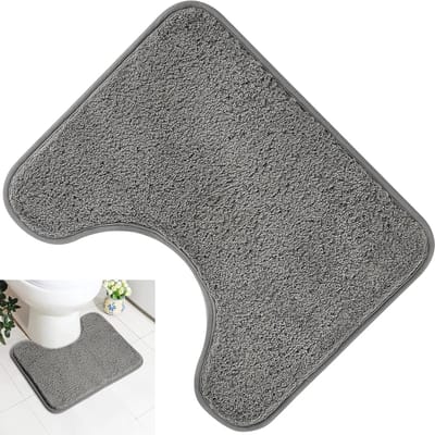U-Vormige Grijze WC Voorlegger 40x50 cm, Microfiber Badmat, Super Absorberend, Anti-Slip en Wasbaar Tapijt voor Badkamer en Toilet
