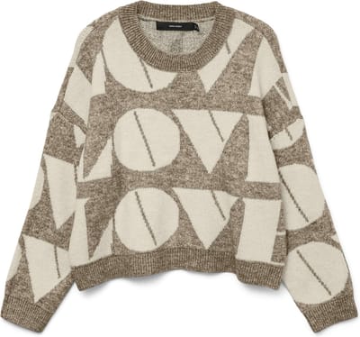 Vero Moda Trui Vmlove Ls O-neck Pullover Boo 10331432 Silver Mink/birch Dames Maat - M