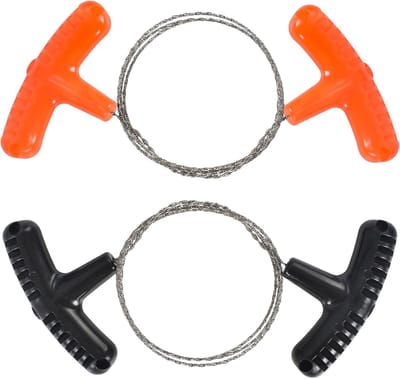 2 Pcs Stainless Steel Wire Saw with Handle - Hand Pocket Serrated Saw Cable for Wood - Perfect for Survival, Bushcraft Camping, and Outdoor Adventures - 70cm Rope Saw
