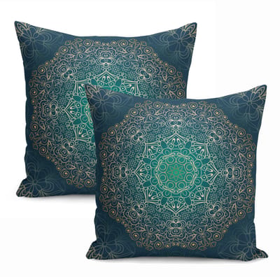 Kussensloop - kussenhoes - Sierkussenhoes - hoes voor sierkussens HARMONIE set van 2 - 45x45 cm - Velvet - Gold mandala - Aan beide zijdig bedrukt