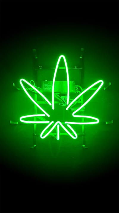Wietblad - Glas Neon Sign - Groen