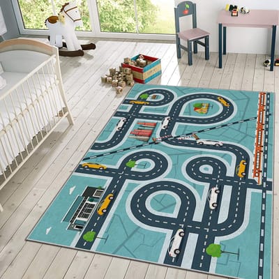Vloerkleed Kinderkamer - Speelkleed Baby - Speelmat - Speeltapijt - Tapijt voor Kinderkamer - 150*80 cm - Bochtweg