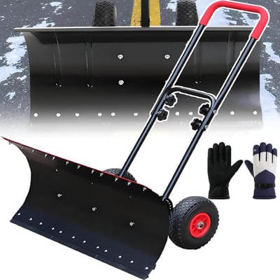 Sneeuwschuiver met wielen - Sneeuwverwijderaar - Oprit en tuin - Verstelbaar handvat en blad - 74 inch lang