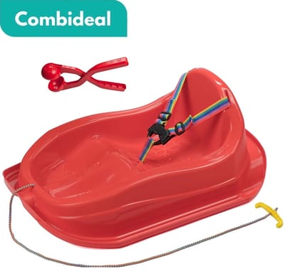 Tuilana ® - COMBIDEAL - Babyslee - Sneeuwslee - Met sneeuwbalknijper - Plastic slee baby / peuter - Rood