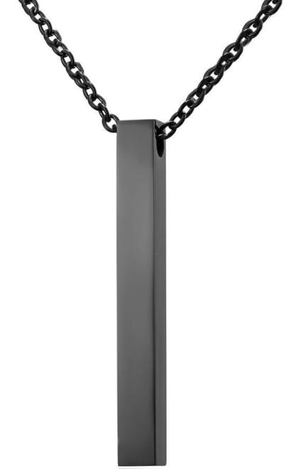 Long Bar Heren Ketting met Hanger - Zwart - Minimalist - Kettingen Mannen Dames - Papa Cadeau Voor Mannen - Vaderdag