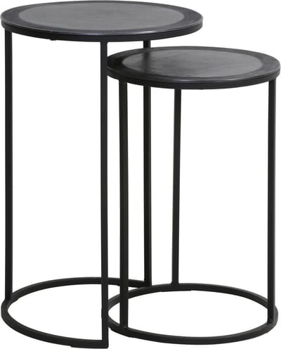 Light & Living Bijzettafel Talca - Antiek Lood Edge - Ø40+Ø35 - Luxe