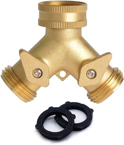 Tweewegkraanadapter voor Tuinslangen en Buitenkranen - Y Splitter met Rubber Ringen