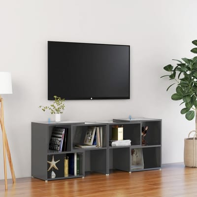 vidaXL - Tv-meubel - 104x30x52 - cm - bewerkt - hout - hoogglans - grijs