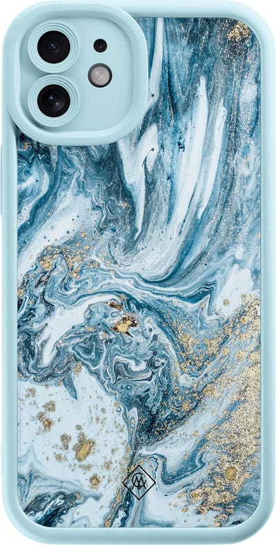 Casimoda® hoesje - Geschikt voor iPhone 11 - Marble Sea - Effen telefoonhoesje met lensbescherming - Siliconen/TPU - Backcover - Blauw