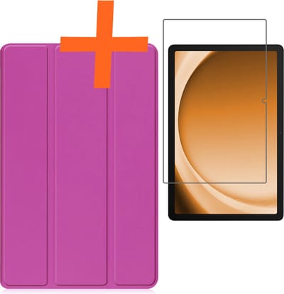 Hoesje - Geschikt voor Samsung Galaxy Tab A9 - Met Screenprotector - Trifold Bookcase - Hard Cover - Hardcover Book Case - Tablet Hoes - Paars
