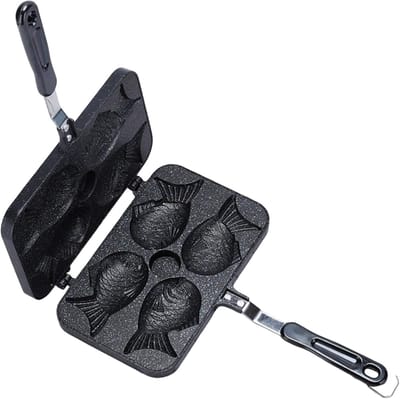 Wafelijzer - Visvormige pan - Lekkere Snacks Maken - Dubbelzijdig Verwarmd - 375 x 24 cm - Zwart