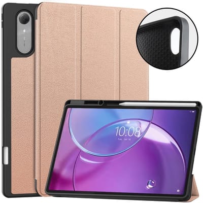 Coverup Tablethoes geschikt voor Lenovo Idea Tab Pro Gen 2 Hoesje - Tri-Fold Book Case met Wake/Sleep en Stylus-houder - Rose Gold